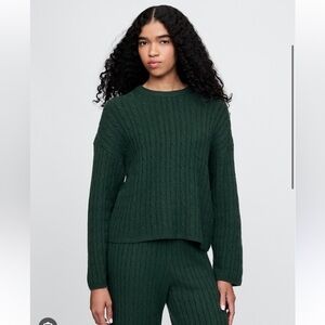 GAP CashSoft Cable-Knit Sweater Essex Green Med NWT